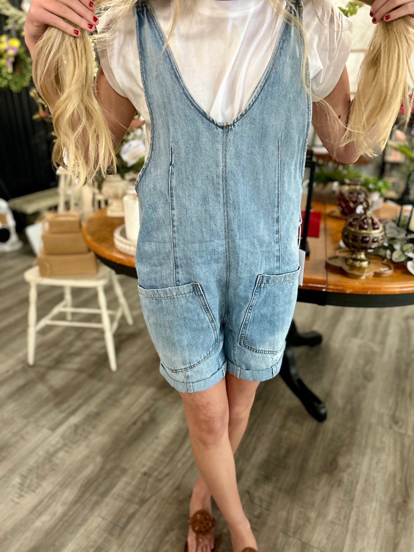 High Roller Denim Romper
