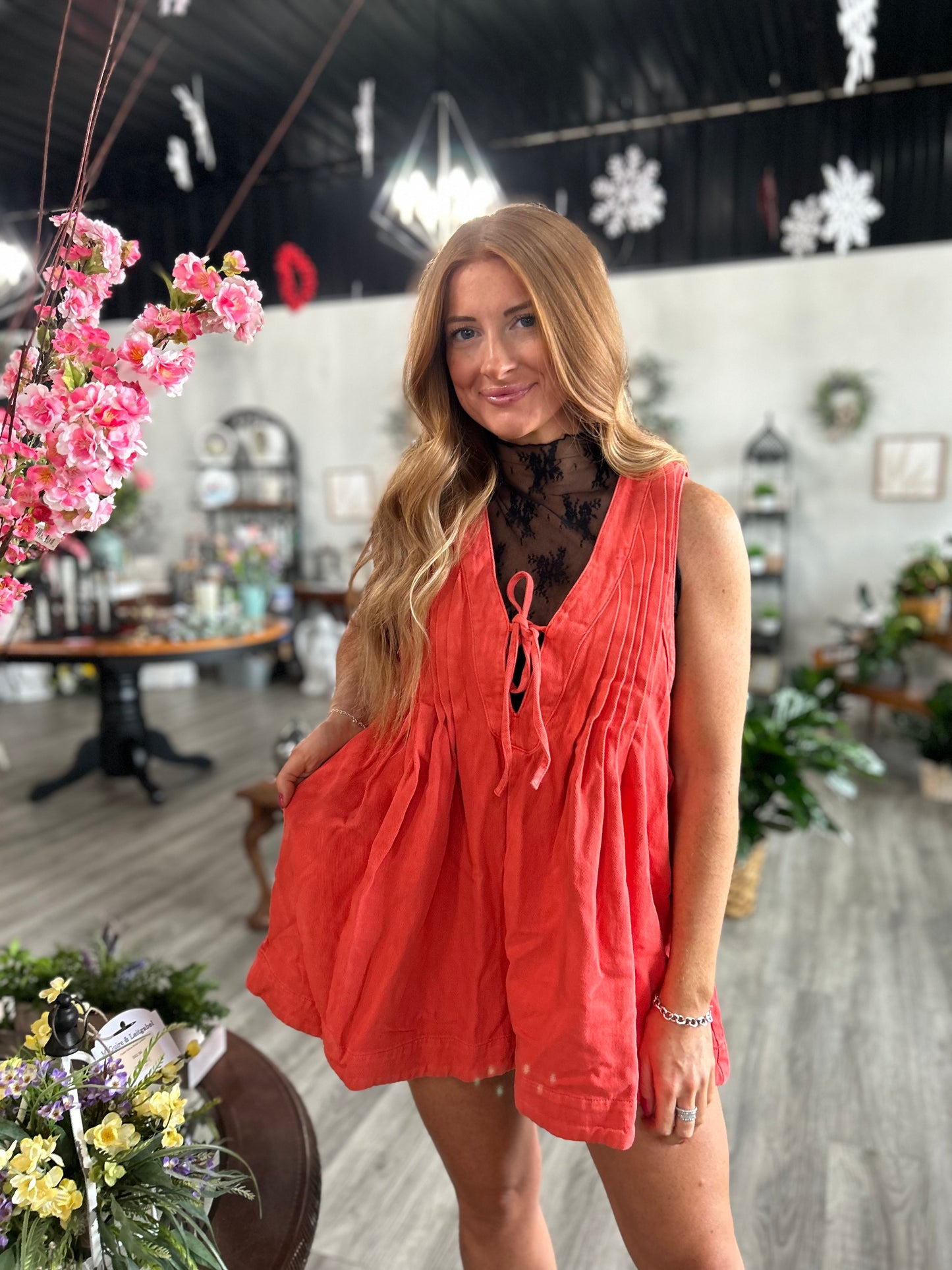 The Concert Romper - Coral