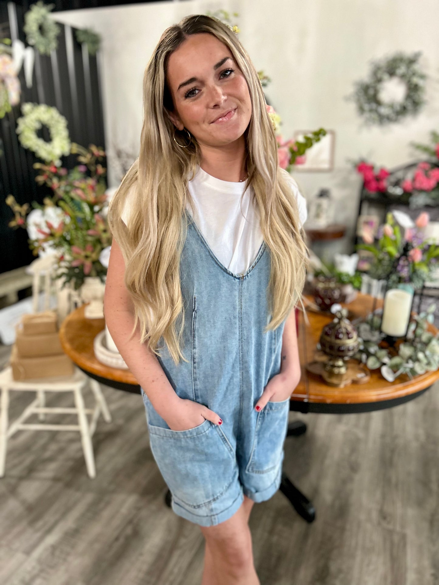 High Roller Denim Romper