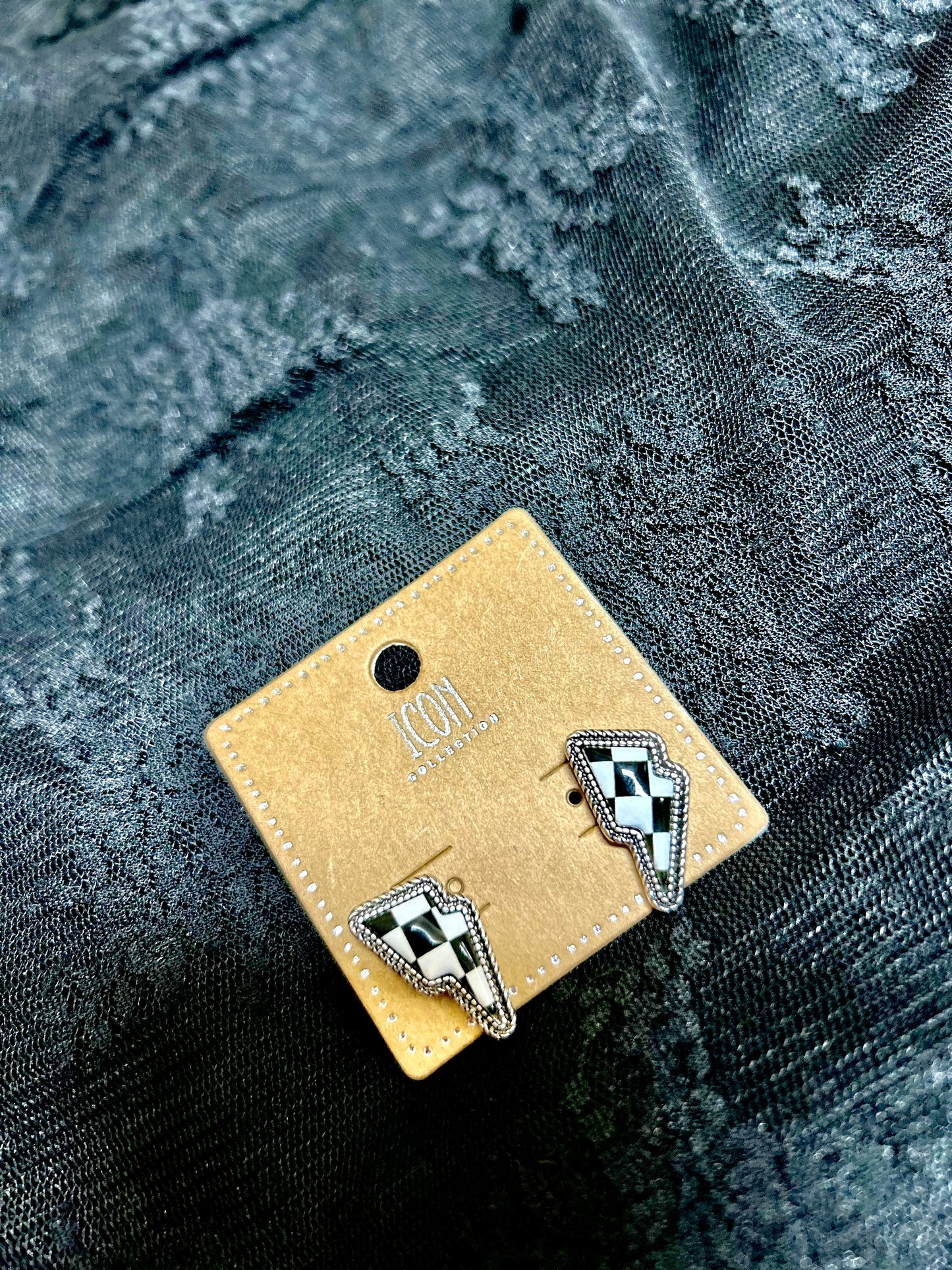 Checkered Lightning Earrings