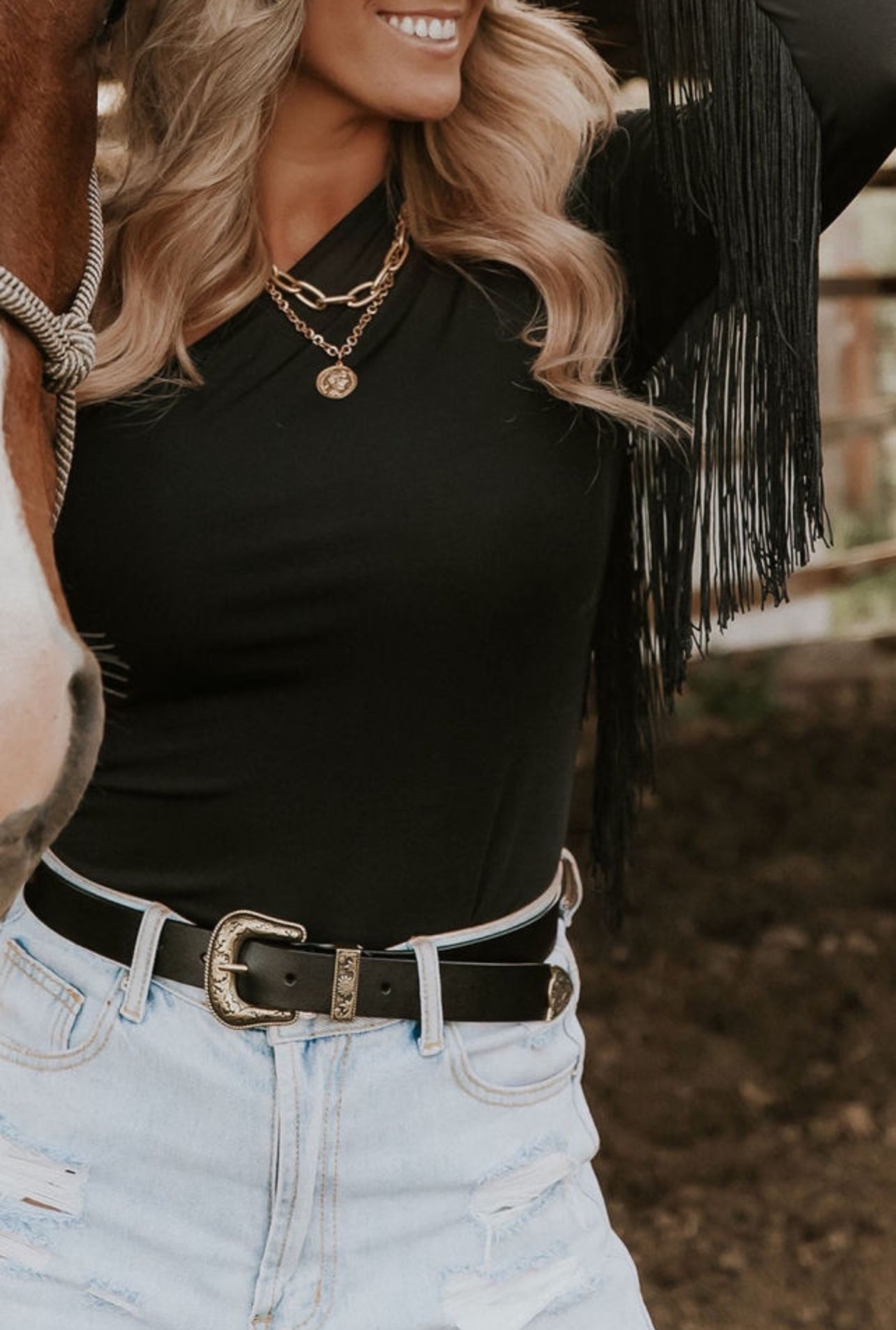 Fringe One Shoulder Bodysuit