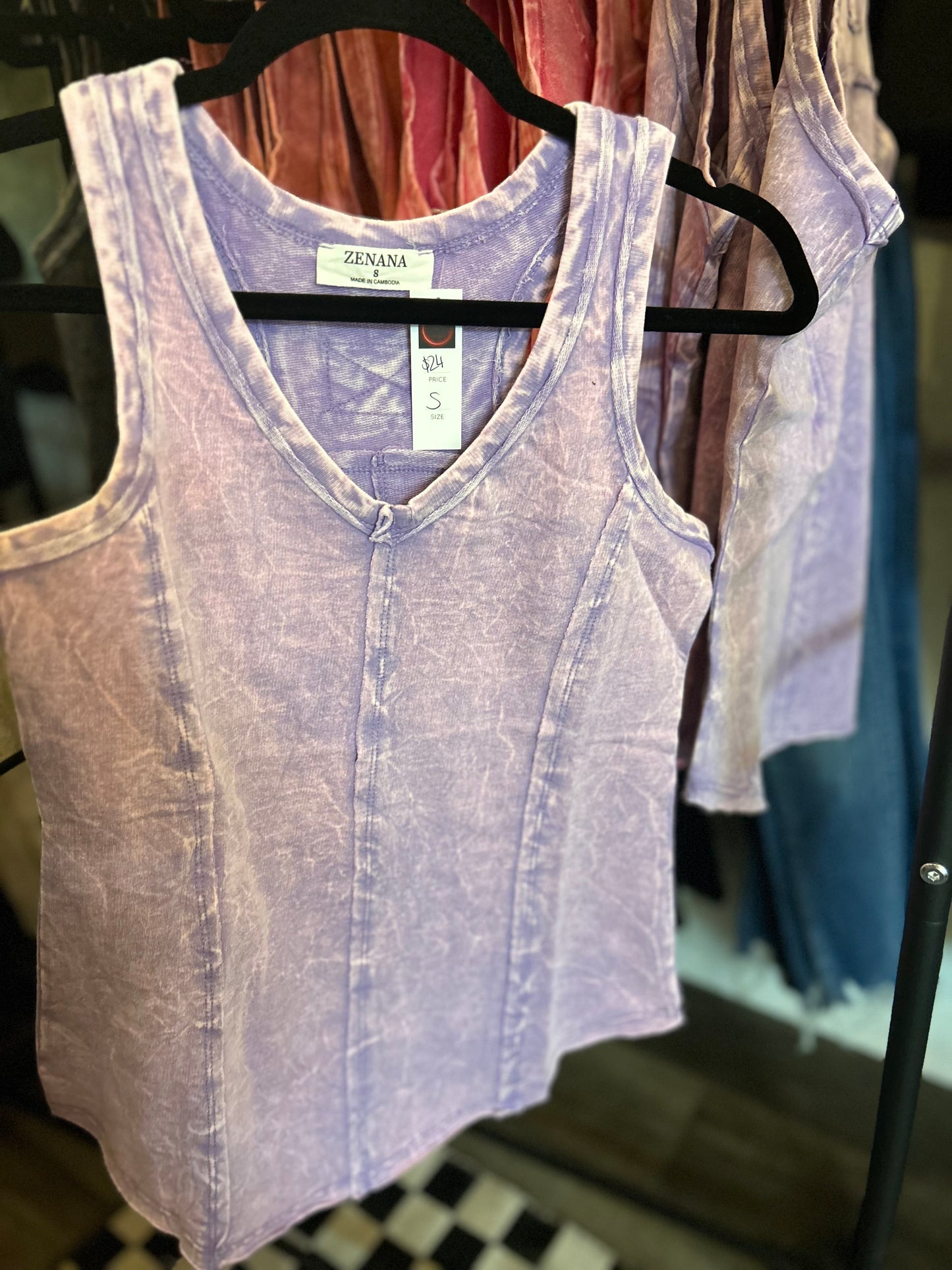 Crinkle Washed Tank - Lavender