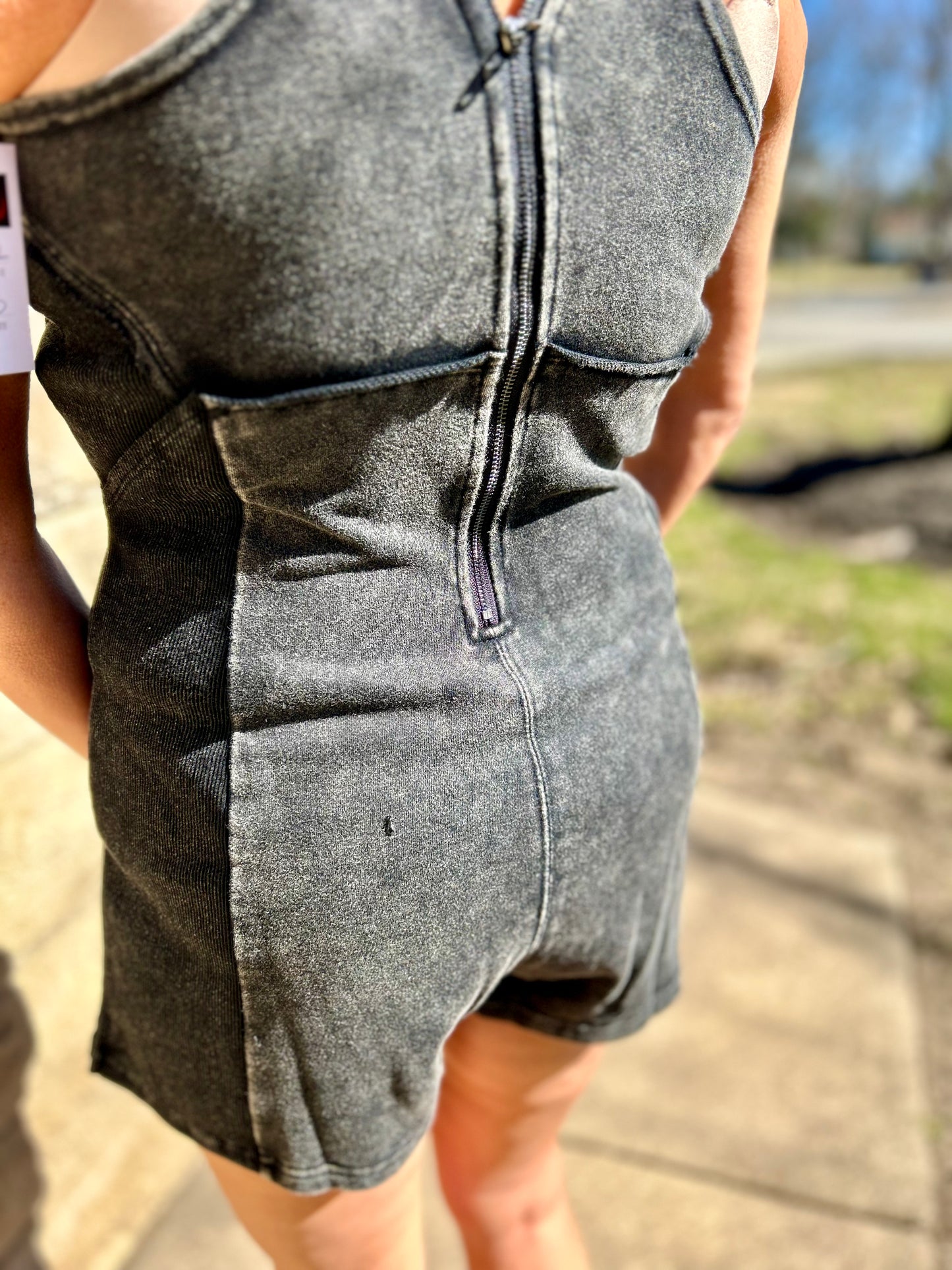 Mineral Washed Black Romper