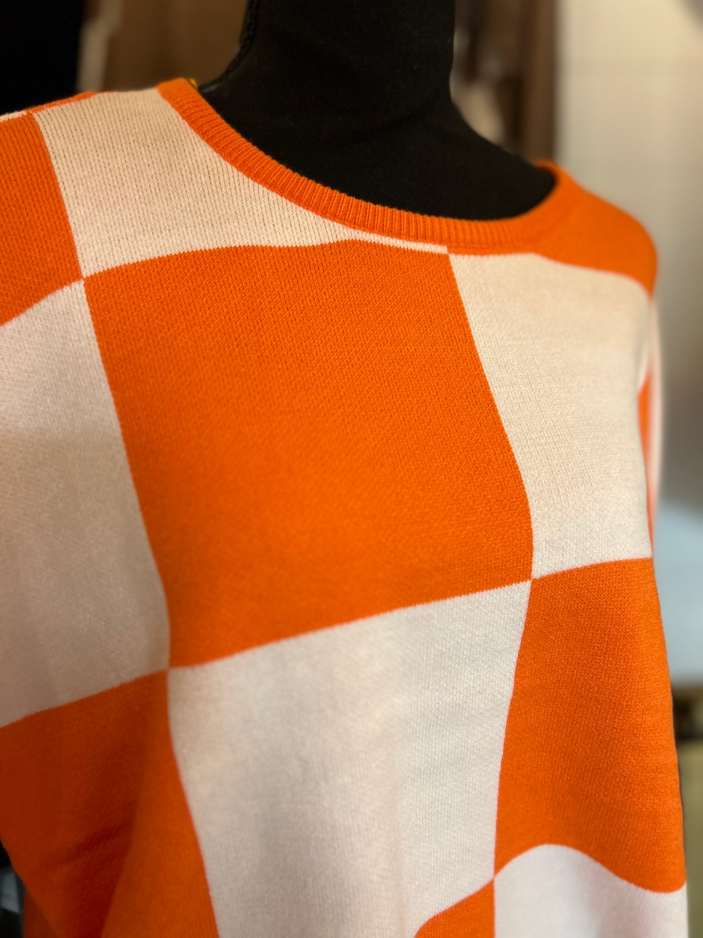 Round Neck Checkered Top