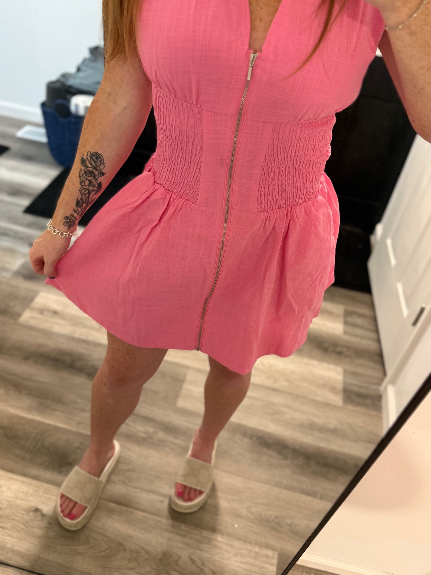 Pretty In Pink Zip Dress