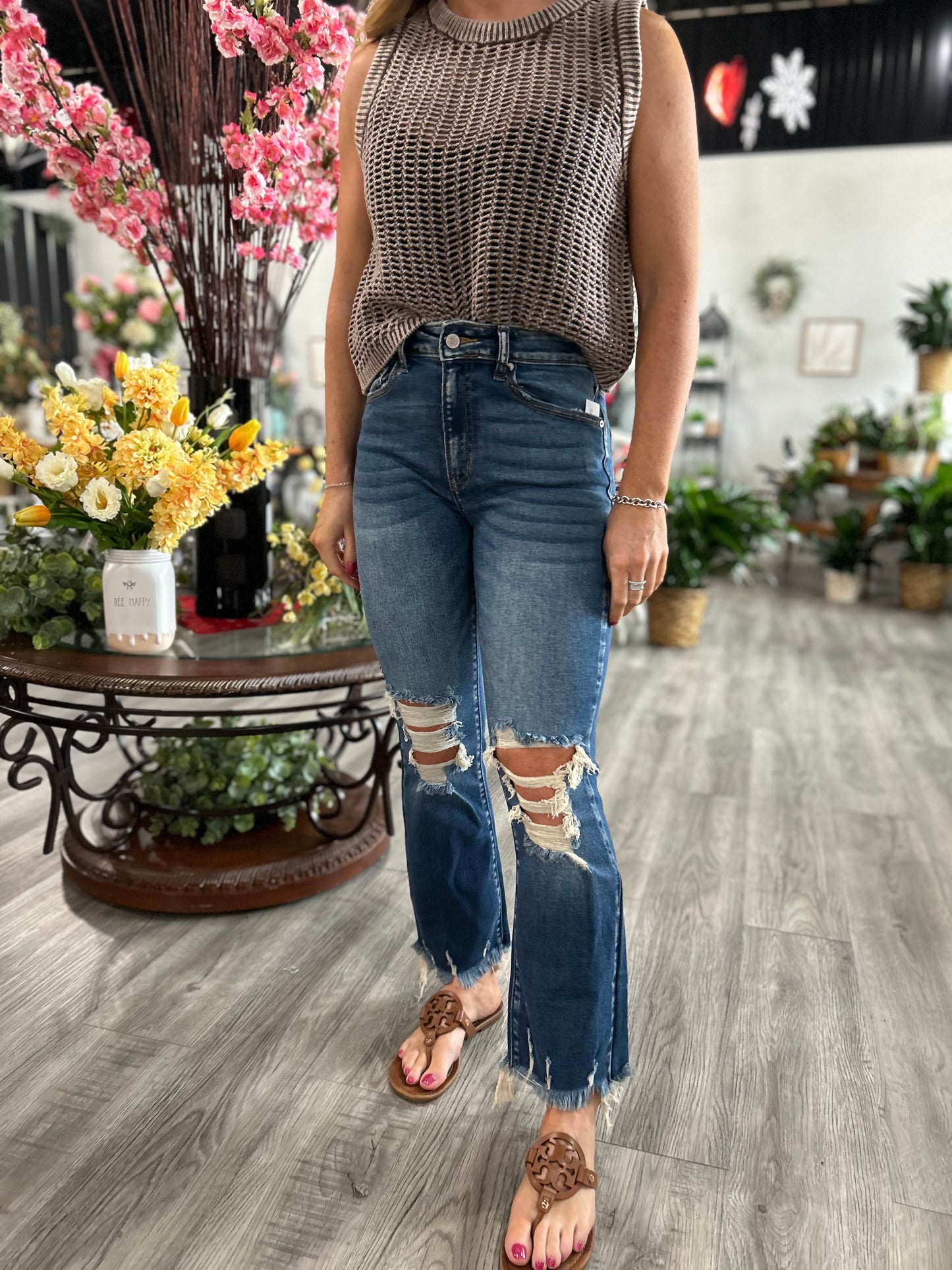 Distressed Maddie High Rise Cropped Jeans