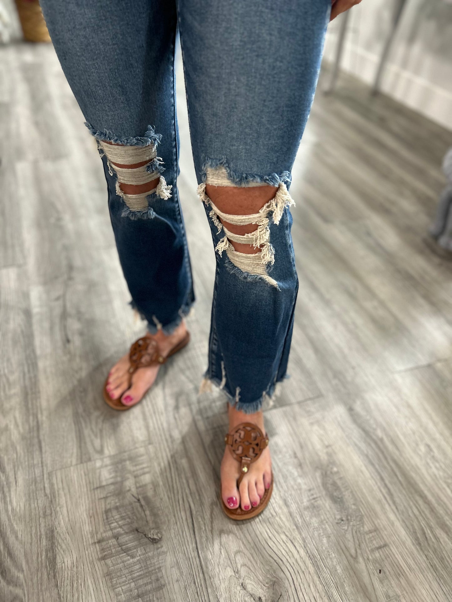 Distressed Maddie High Rise Cropped Jeans