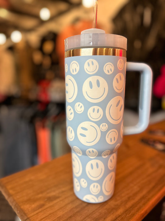 Blue Smiley 40oz Tumbler