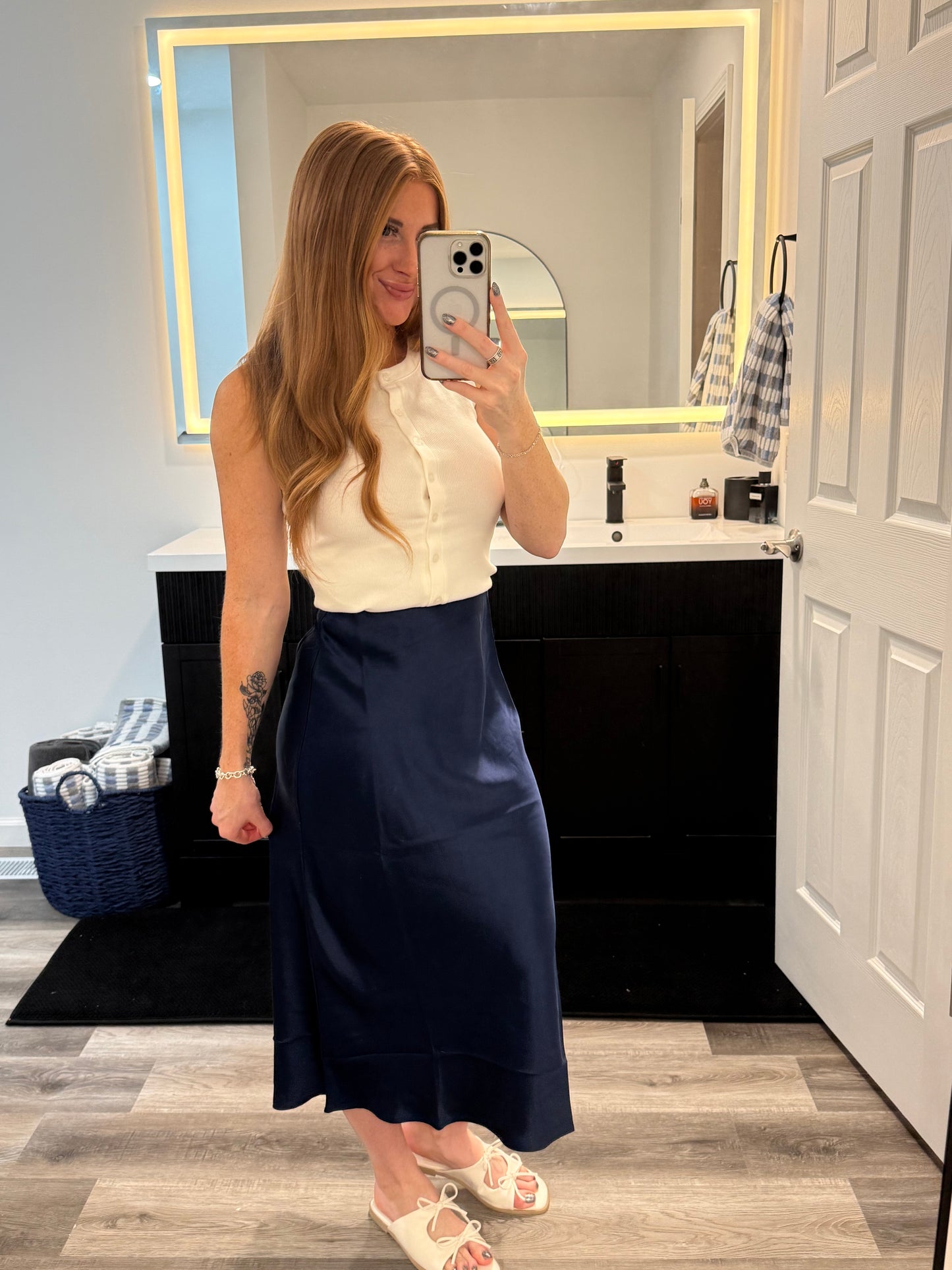 Midnight Satin Skirt