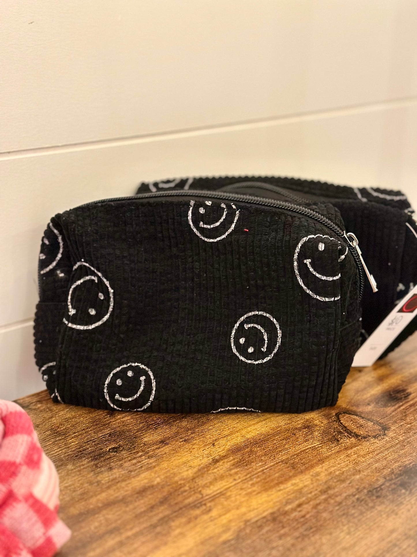 Black Smiley Cosmetic Pouch