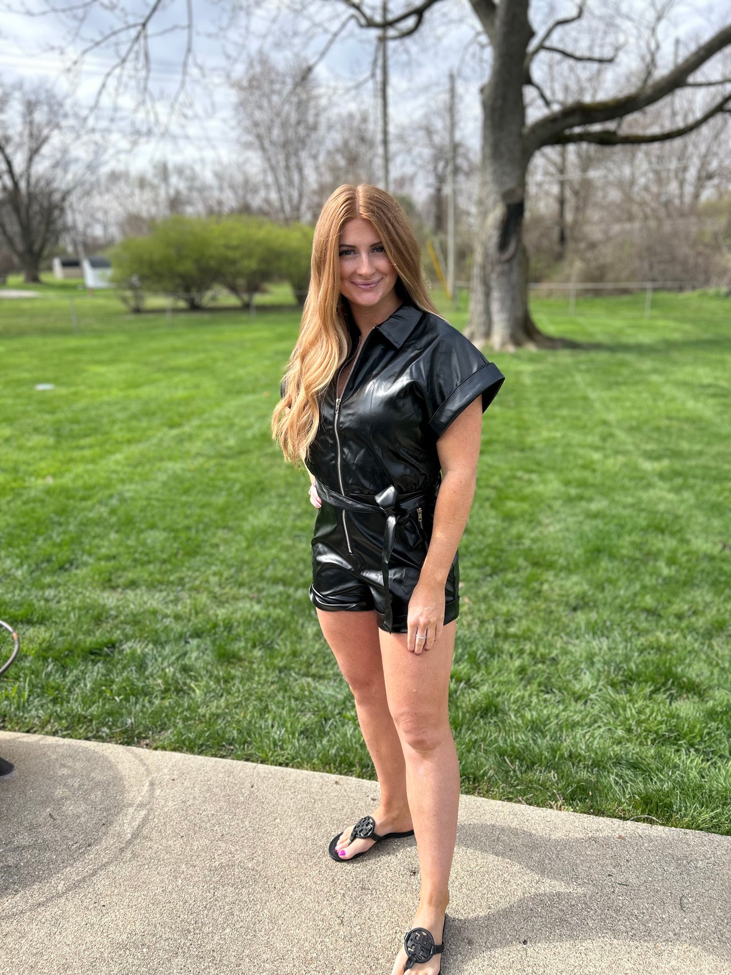 Faux Leather Romper