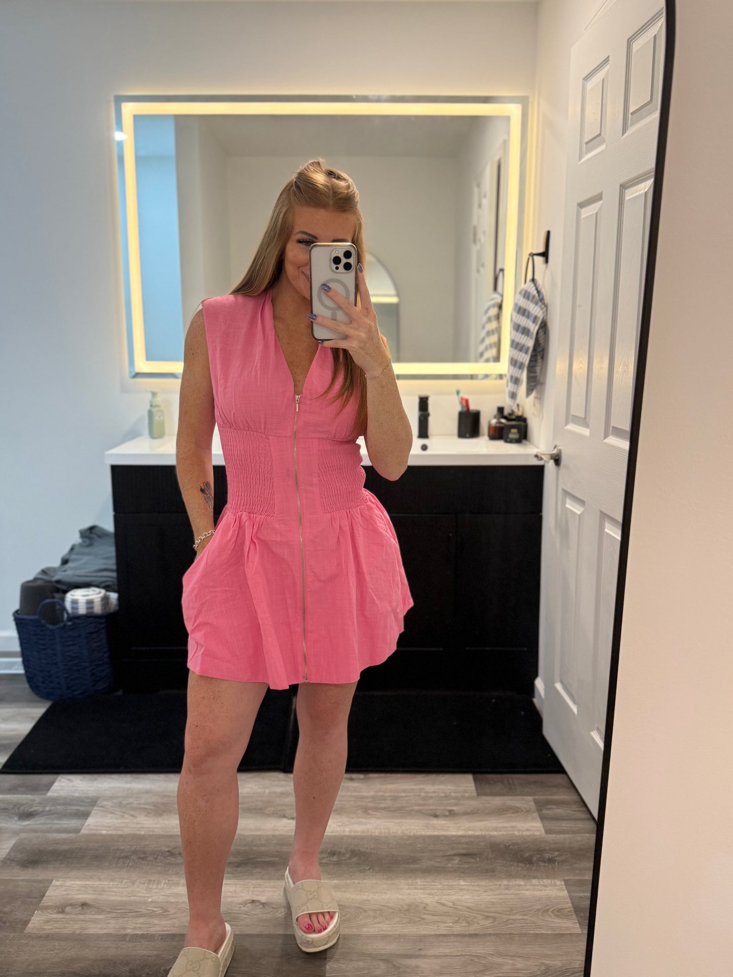 Pretty In Pink Zip Dress
