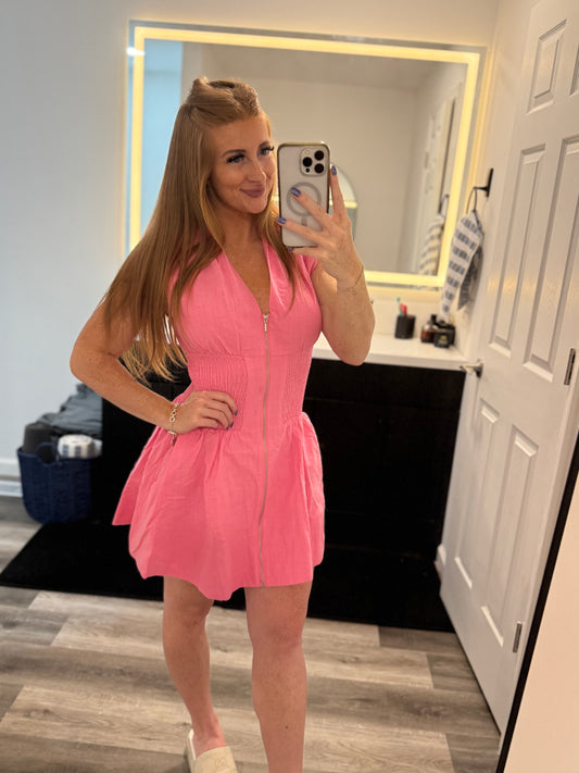 Pretty In Pink Zip Dress