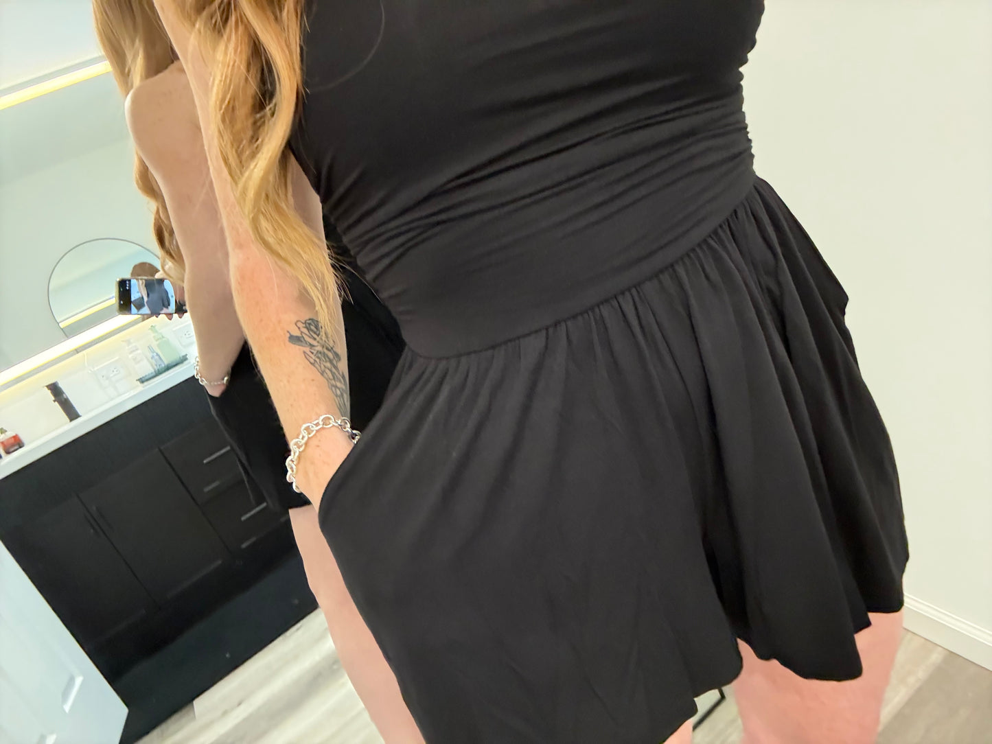 Sassy in Black Strapless Romper