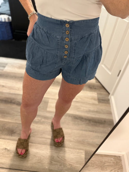 Seaside Breeze Button Shorts