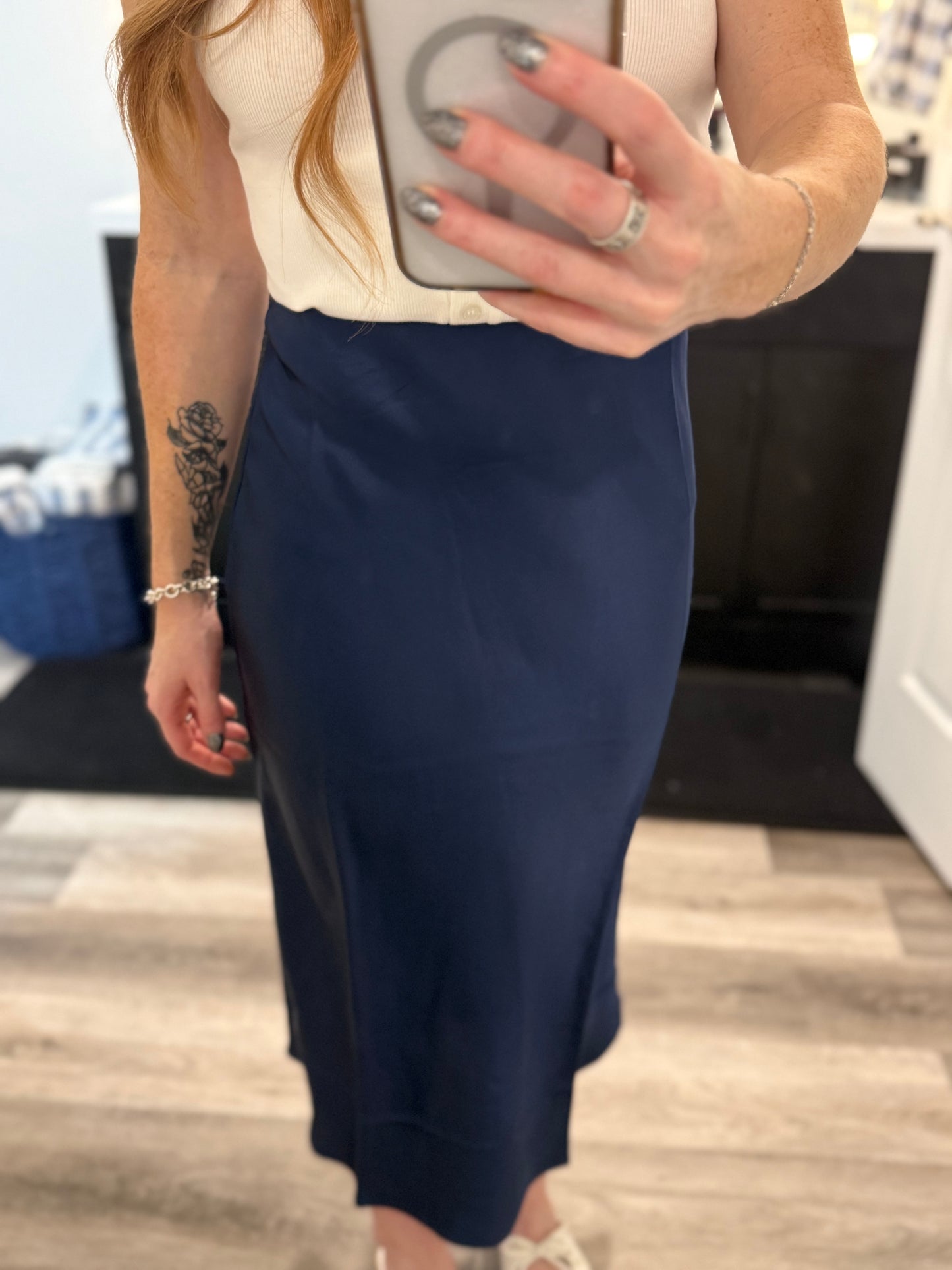 Midnight Satin Skirt