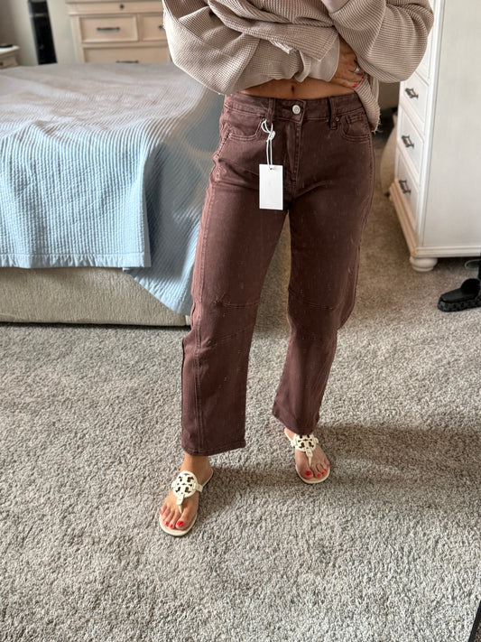 Mocha Lane Barrel Jeans