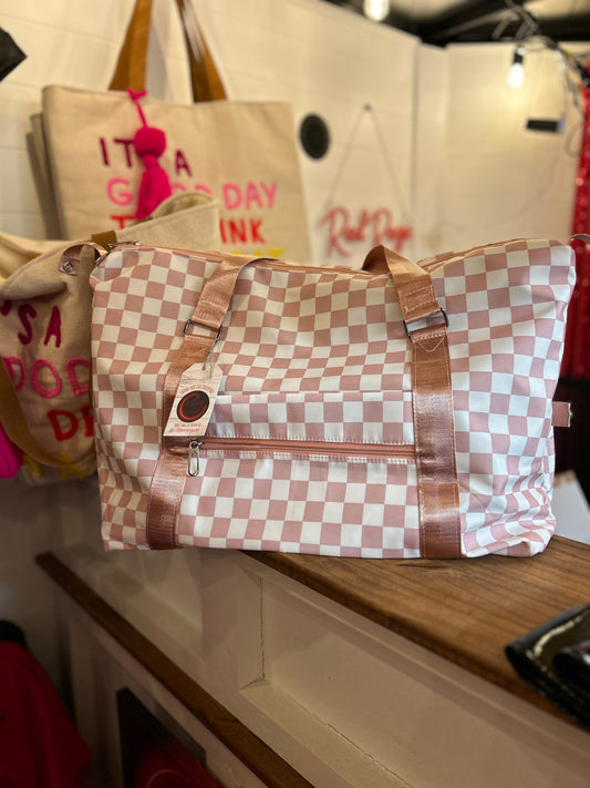 Checkered Duffle - Pink