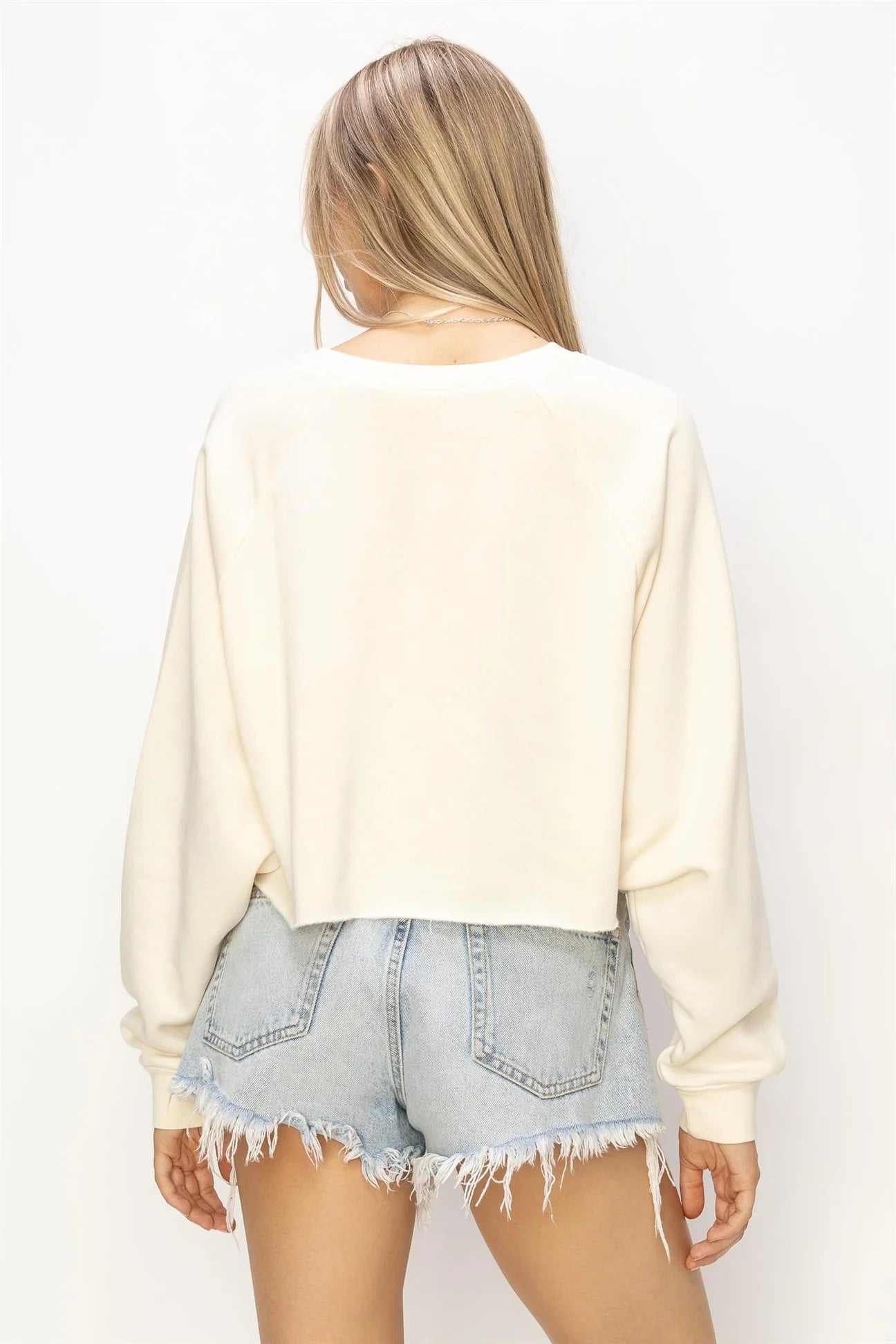 Laid Back Crop Sweatshirt - Cream